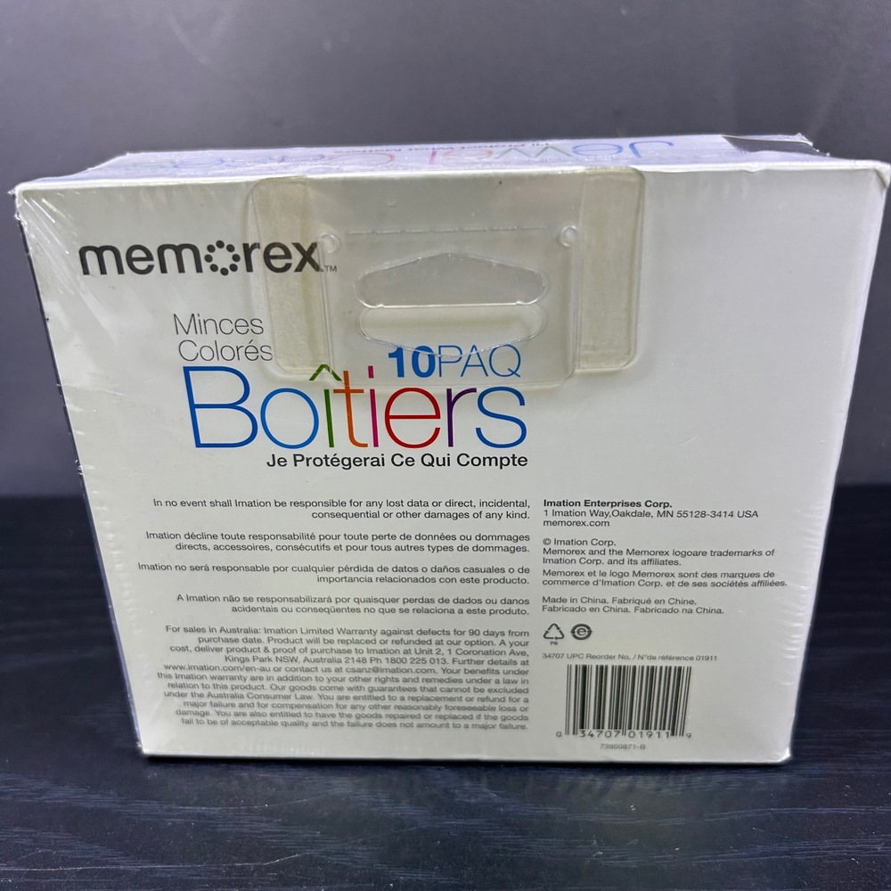NIB SEALED Memorex Slim Color Jewel Cases 10 Pack CD DVD Media Storage - Picture 2 of 5